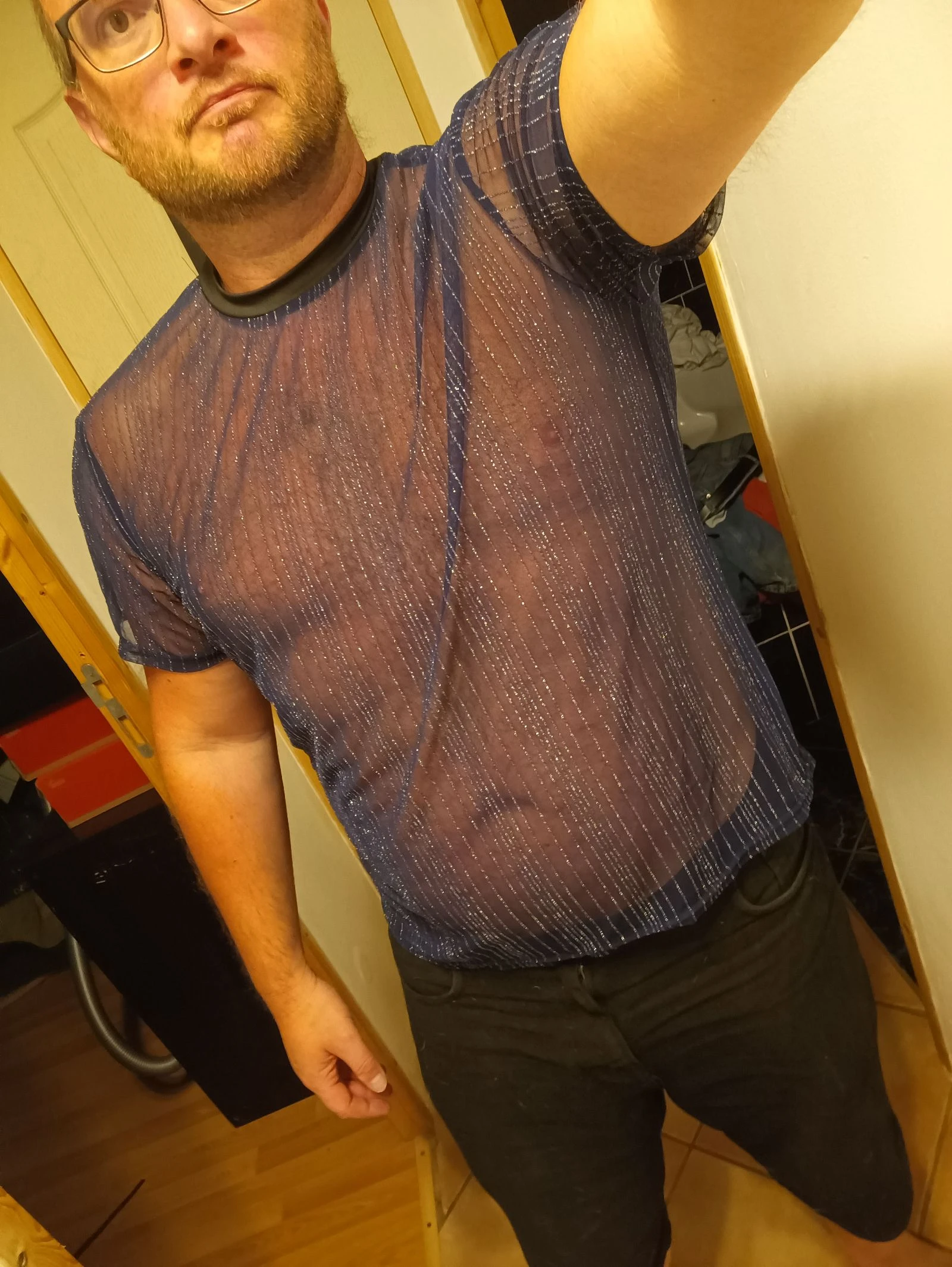 Herentransparant blauw T-shirt – photo 2